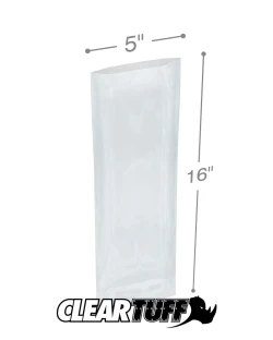 5" x 16" 1 Mil Flat Poly Bags