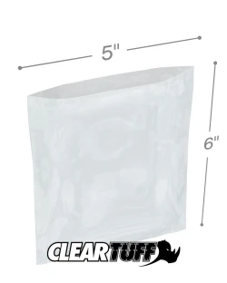 5" x 6" 2 Mil Flat Poly Bags