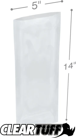 5" x 14" 2 Mil Flat Poly Bags
