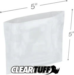5" x 5" 2 Mil Flat Poly Bags