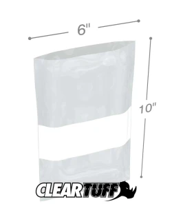 White Block 2 Mil 6" x 10" Flat Poly Bags