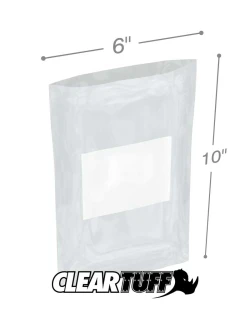 White Block 6" x 10" 4 Mil Flat Poly Bags