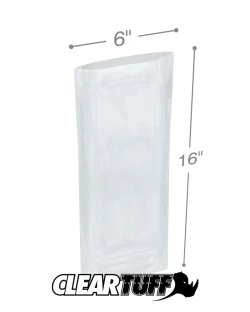 6" x 16" 4 Mil Flat Poly Bags