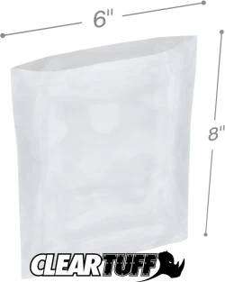6" x 8" 2 Mil Flat Poly Bags