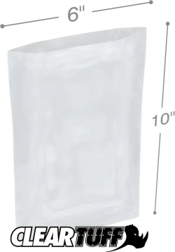 6" x 10" 2 Mil Flat Poly Bags