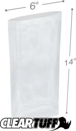 6" x 14" 2 Mil Flat Poly Bags