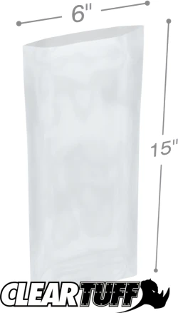 6" x 15" 2 Mil Flat Poly Bags