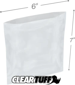 6" x 7" 2 Mil Flat Poly Bags