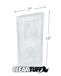 7" x 16" 1 Mil Flat Poly Bags