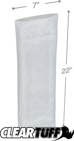 7" x 22" 2 Mil Flat Poly Bags