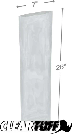 7" x 28" 3 Mil Flat Poly Bags