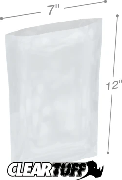 7" x 12" 2 Mil Flat Poly Bags