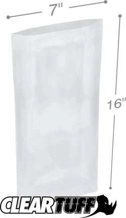 7" x 16" 2 Mil Flat Poly Bags