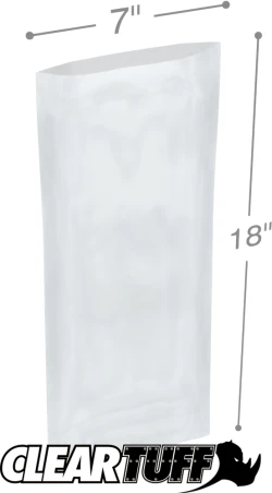 7" x 18" 2 Mil Flat Poly Bags
