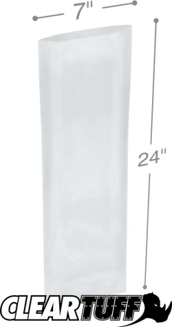 7" x 24" 2 Mil Flat Poly Bags
