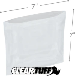 7" x 7" 2 Mil Flat Poly Bags