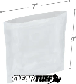 7" x 8" 2 Mil Flat Poly Bags