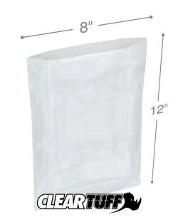 8" x 12" 3 Mil Flat Poly Bags