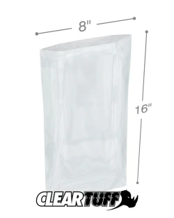 8" x 16" 4 Mil Flat Poly Bags