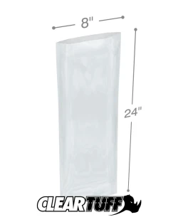8" x 24" 1 Mil Flat Poly Bags