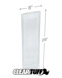 8" x 28" 1.5 Mil Flat Poly Bags