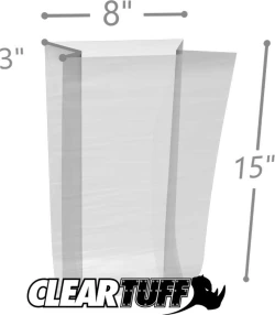 8" x 3" x 15" 1 Mil Gusseted Poly Bags