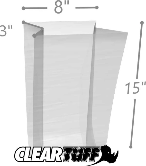 8 x 3 x 15 Gusseted Poly Bags 2 Mil
