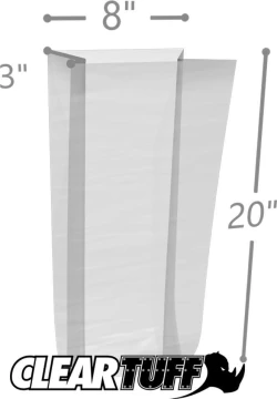 8" x 3" x 20" 1 Mil Gusseted Poly Bags