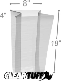 8" x 4" x 18" 1 Mil Gusseted Poly Bags