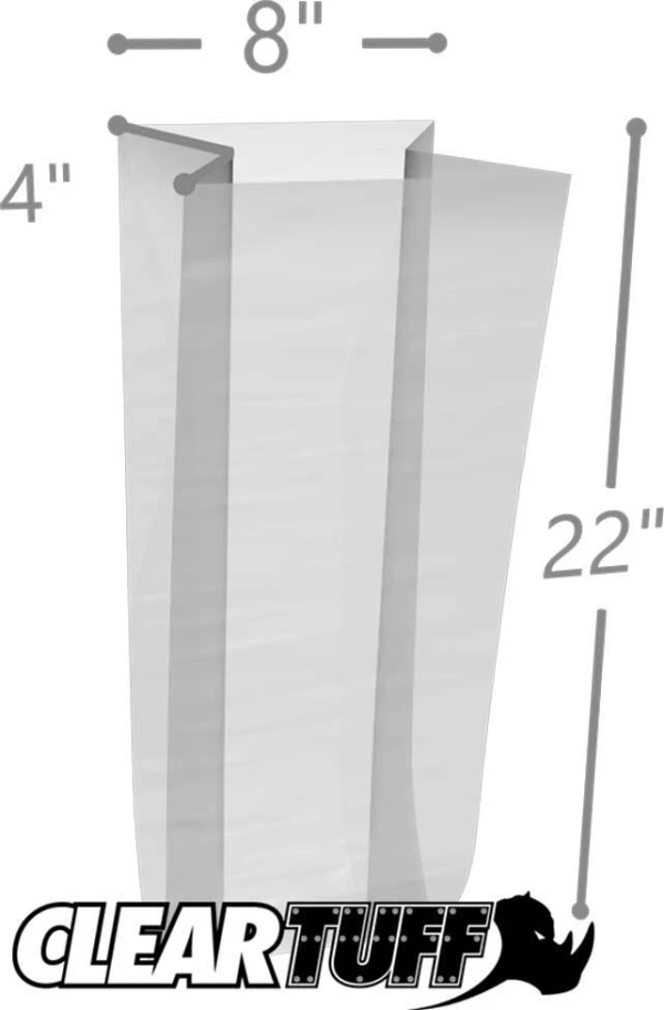 8 x 4 x 22 Gusseted Poly Bags 2 Mil