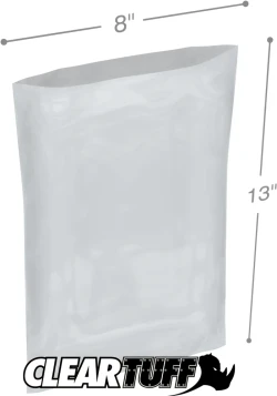 8" x 13" 2 Mil Flat Poly Bags