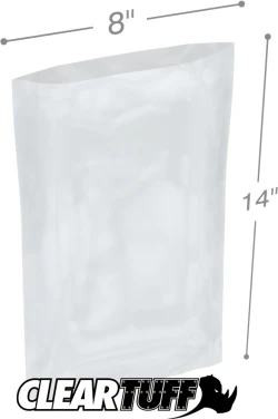 8" x 14" 2 Mil Flat Poly Bags