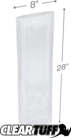 8" x 28" 2 Mil Flat Poly Bags