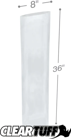 8" x 36" 2 Mil Flat Poly Bags