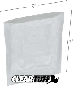 9" x 11" 3 Mil Flat Poly Bags