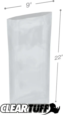 9" x 22" 2 Mil Flat Poly Bags