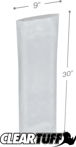 9" x 30" 2 Mil Flat Poly Bags