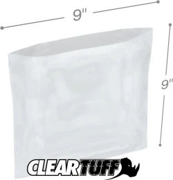 9" x 9" 2 Mil Flat Poly Bags