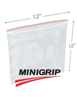 12" x 12" 2 Mil Double Zip Minigrip Resealable Poly Bags