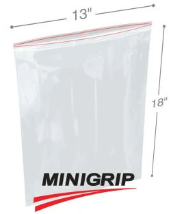 13" x 18" 2 Mil Double Zip Minigrip Resealable Poly Bags
