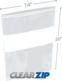 14" x 20" White Block Clearzip Lock Top Bags