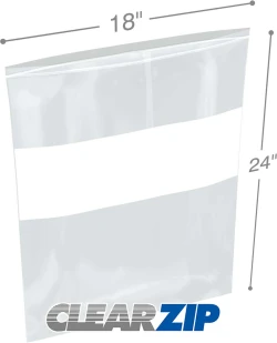 18" x 24" White Block Clearzip Lock Top Bags
