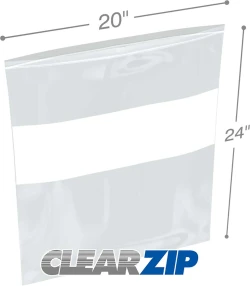 20" x 24" White Block Clearzip Lock Top Bags