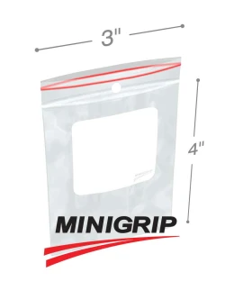 3" x 4" 4-Mil Minigrip Resealable Poly Bags with Whiteblock and Hanghole