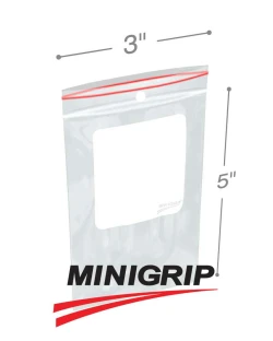 3" x 5" 4-Mil Minigrip Resealable Poly Bags with Whiteblock and Hanghole