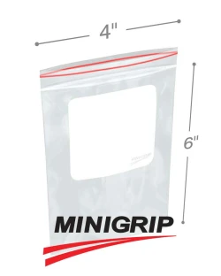 4" x 6" 2 Mil Minigrip Resealable Poly Bags with Whiteblock