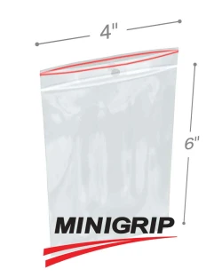 4" x 6" 4-Mil Minigrip Resealable Poly Bags with Hanging Hole