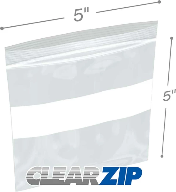 White Block Plastic Zip Bags, 4MIL Thickness, Reclosable Top Lock