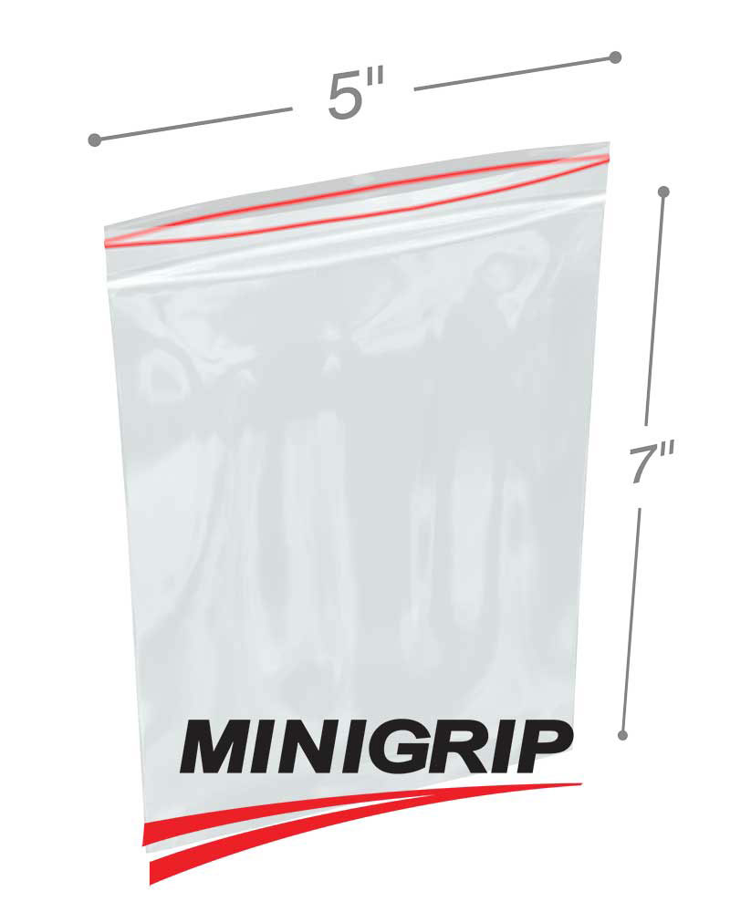 Reclosable Plastic Storage Bag 5 x 7 4-Mil Clear Zip Lock Pk/100 5x7