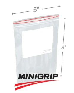 5" x 8" 4-Mil Minigrip Resealable Poly Bags with Whiteblock and Hanghole